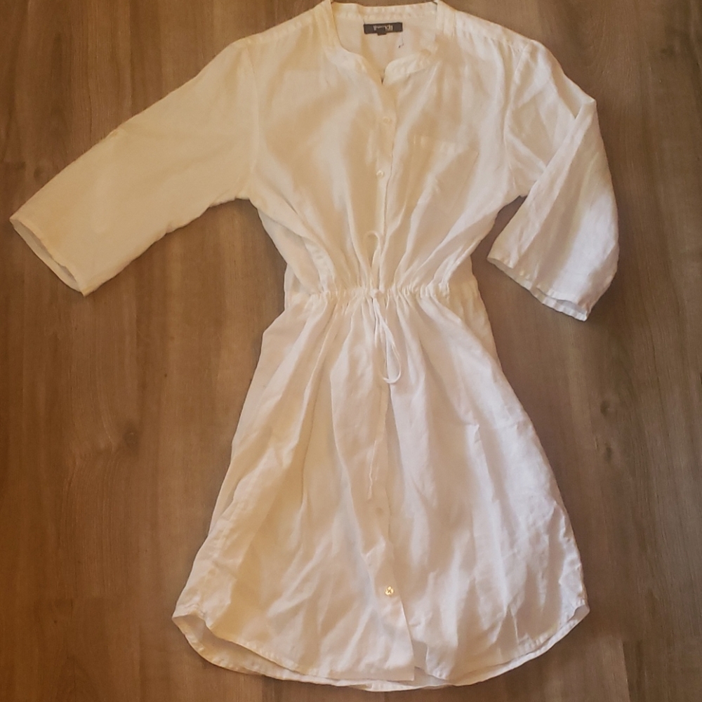 White button down midi shirt dress size large